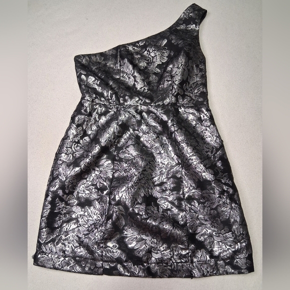 Kismet Dresses & Skirts - Kismet Elegant One-Shoulder Dress in Black and Silver